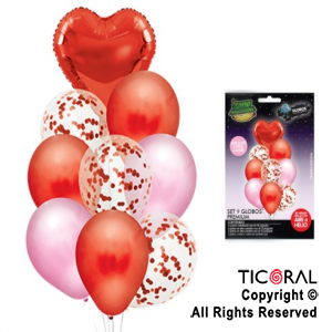 SET DE GLOBOS PREMIUM ROJO x 1